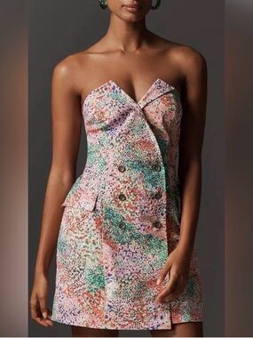 maeve halter v-neck scallop mini dress NWT Anthropologie Maeve Halter V-Neck Scallop Mini Dress Black & Blue Floral 16!